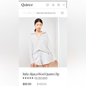 Quince Baby Alpaca-Wool Quarter Zip